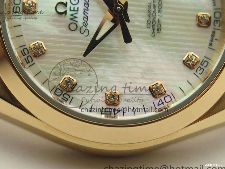 0520 Timeless Aqua Terra Ladies 35mm RG V6F Best Edition White MOP Dial On RG Bracelet A 8102